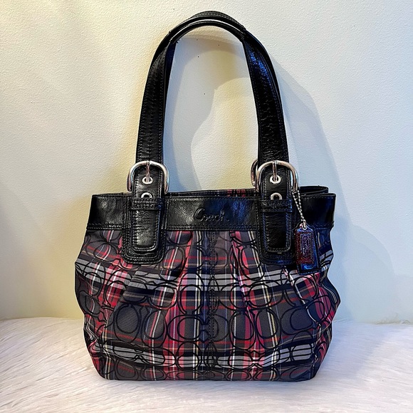 Coach Handbags - COACH Tartan Plaid Multicolor Glam Glitter Tote Bag Handbag